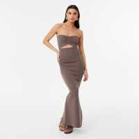 Knitted Bandeau Dress Brown Дамски пуловери и жилетки