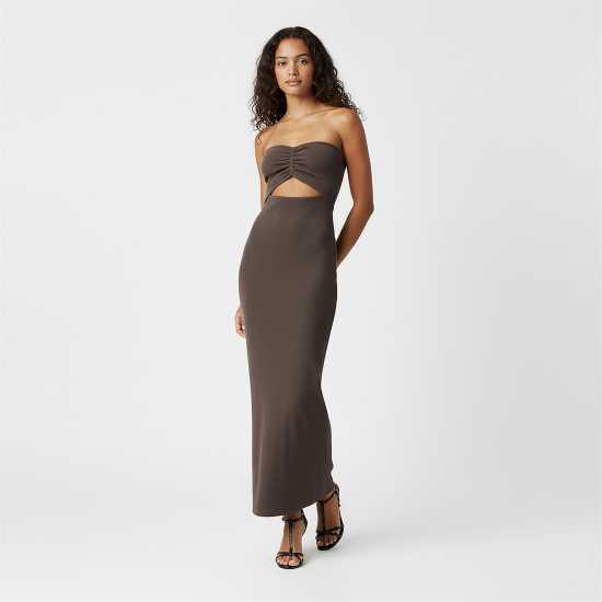 Jack Wills Knitted Bandeau Dress Кафяво 