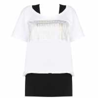 Golddigga Двуслойна Дамска Тениска Double Layer T Shirt Ladies White/Black Дамски тениски и фланелки