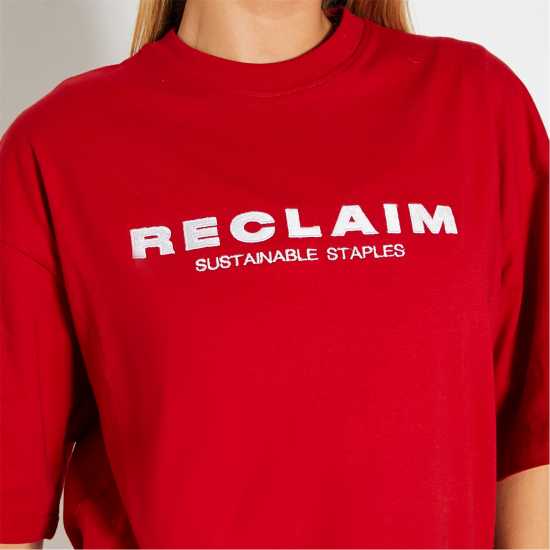 Тениска I Saw It First Reclaim Staples Oversized T Shirt Red Дамски тениски и фланелки