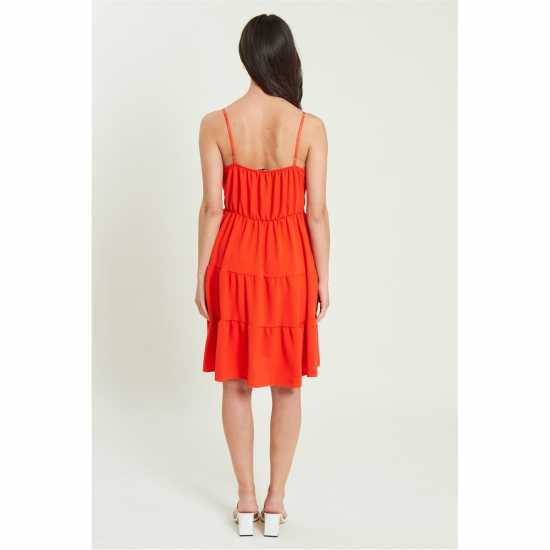 Strappy Tiered Dress Orange - Дамски поли и рокли