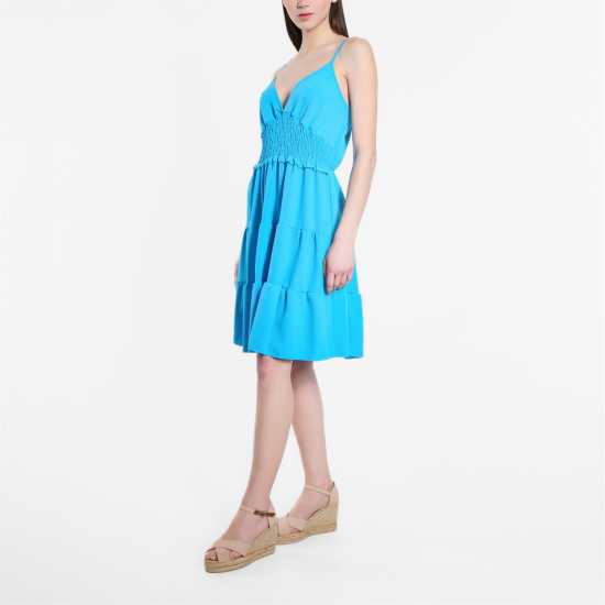 Strappy Tiered Dress Aqua - Дамски поли и рокли