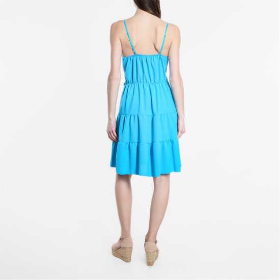 Strappy Tiered Dress Aqua - Дамски поли и рокли