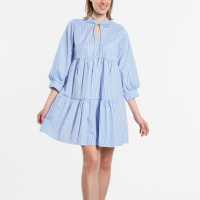 Stripe Tiered Short Dress Blue/White Дамски поли и рокли