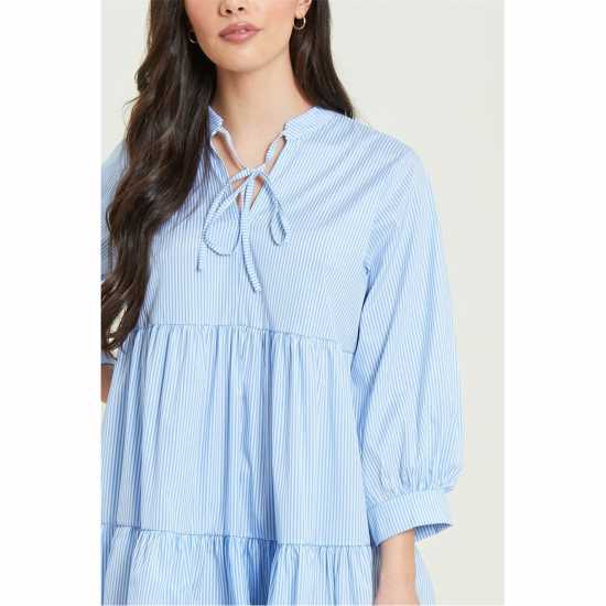 Be You Stripe Tiered Short Dress Синьо/Бяло 