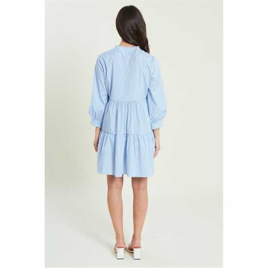 Stripe Tiered Short Dress Blue/White - Дамски поли и рокли