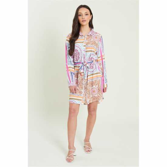 Тениска Be You Tie Belt Shirt Dress Пейзли принт 
