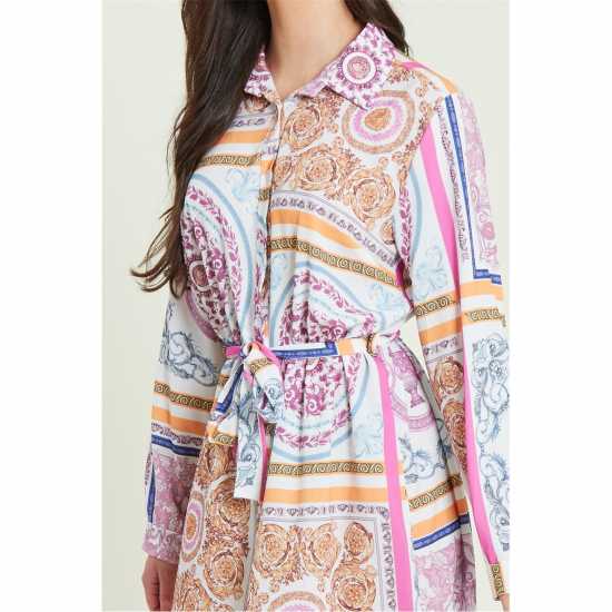 Тениска Tie Belt Shirt Dress Paisley Print - Дамски поли и рокли