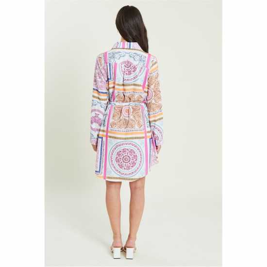 Тениска Tie Belt Shirt Dress Paisley Print - Дамски поли и рокли