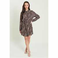 Тениска Be You Tie Belt Shirt Dress Леопард 