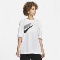 Nike Дамска Тениска Sportswear Swoosh Dance T Shirt Ladies White/Black Дамски тениски и фланелки