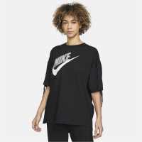 Nike Дамска Тениска Sportswear Swoosh Dance T Shirt Ladies Black/White Дамски тениски и фланелки
