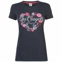 Lee Cooper Дамска Тениска Classic T Shirt Ladies Navy Marl Дамски тениски и фланелки
