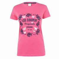 Lee Cooper Дамска Тениска Classic T Shirt Ladies Pink Marl Дамски тениски и фланелки