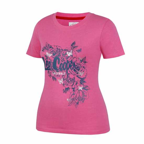 Lee Cooper Дамска Тениска Classic T Shirt Ladies Pink Marl - Дамски тениски и фланелки