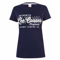 Lee Cooper Дамска Тениска Classic T Shirt Ladies Navy Auth Дамски тениски и фланелки