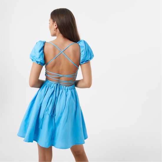 Jack Wills Tie Back Mini Dress Blue Дамски поли и рокли