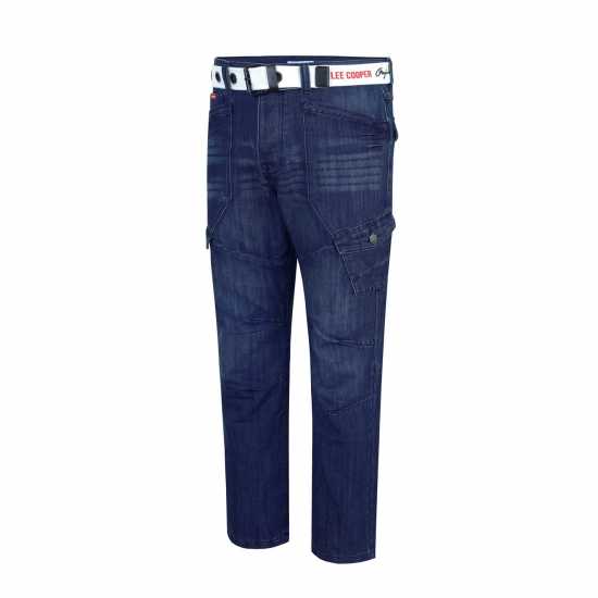 Lee Cooper Карго Джинси Мъжки Lc Belted Cargo Jeans Mens Тъмно перо Lee Cooper Карго Джинси Мъжки Lc Belted Cargo Jeans Mens Тъмно перо
