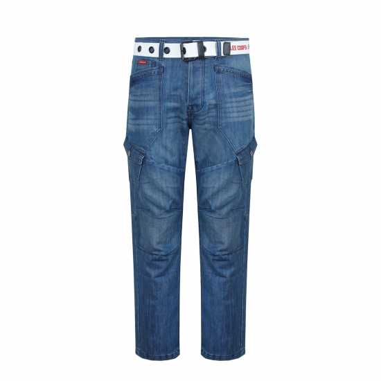 Lee Cooper Карго Джинси Мъжки Belted Cargo Jeans Mens Средно перо Мъжки дънки