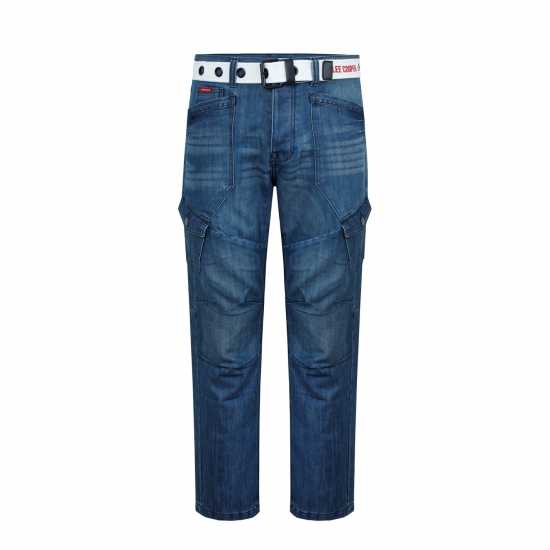 Lee Cooper Карго Джинси Мъжки Belted Cargo Jeans Mens Средно перо Мъжки дънки
