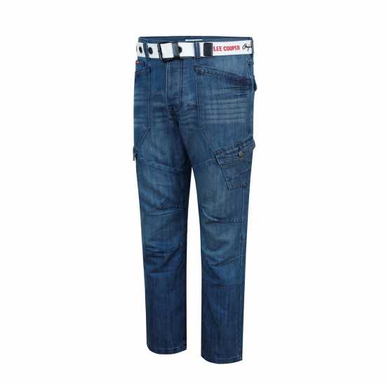 Lee Cooper Карго Джинси Мъжки Belted Cargo Jeans Mens Средно перо Мъжки дънки