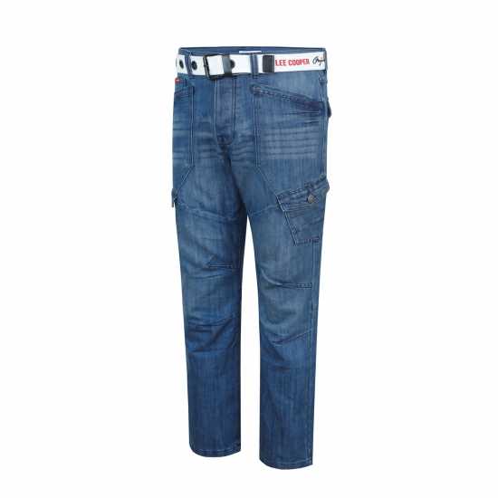 Lee Cooper Карго Джинси Мъжки Belted Cargo Jeans Mens Средно перо Мъжки дънки