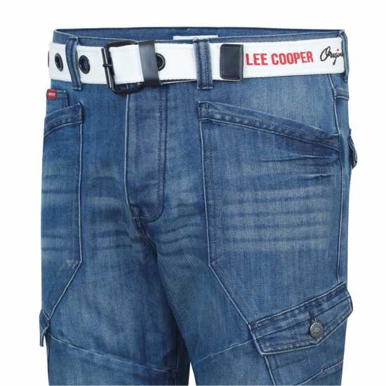 Lee Cooper Карго Джинси Мъжки Belted Cargo Jeans Mens Средно перо Мъжки дънки