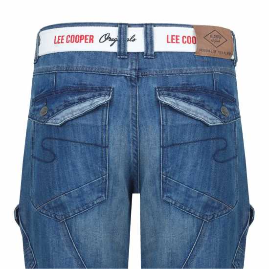 Lee Cooper Карго Джинси Мъжки Belted Cargo Jeans Mens Средно перо Мъжки дънки