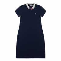 Us Polo Assn Рокля-Риза Polo Shirt Dress Navy Blazer Дамски поли и рокли