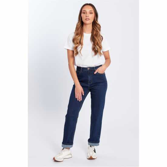 Be You Beyou Mom Straight Leg Jeans Тъмно перо 