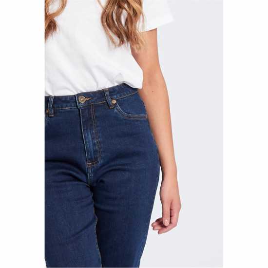 Be You Beyou Mom Straight Leg Jeans Тъмно перо 