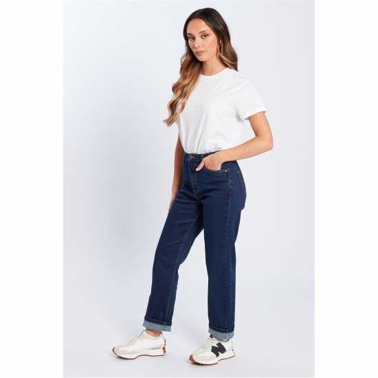 Be You Beyou Mom Straight Leg Jeans Тъмно перо 