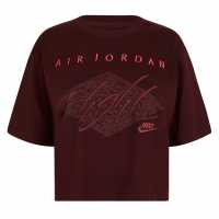 Nike Air Jordan Essenial Boxy T-Shirt Womens Burgundy Дамски тениски и фланелки