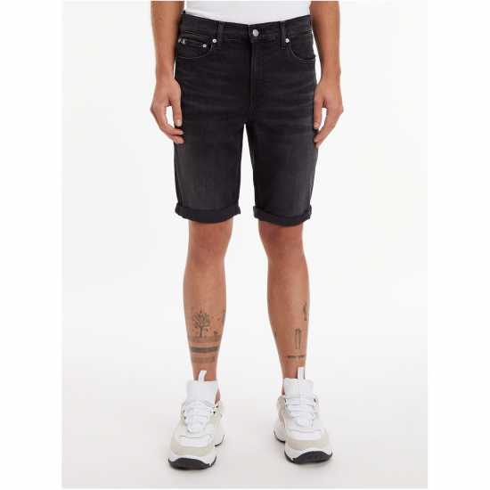 Дънкови Къси Панталони Calvin Klein Jeans Slim Denim Shorts Dnm Black 1BY Мъжки къси панталони