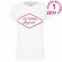 Lee Cooper Дамска Тениска Diamond T Shirt Ladies White Дамски тениски и фланелки