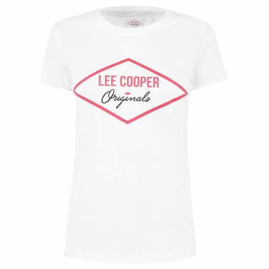 Lee Cooper Дамска Тениска Diamond T Shirt Ladies White Дамски тениски и фланелки