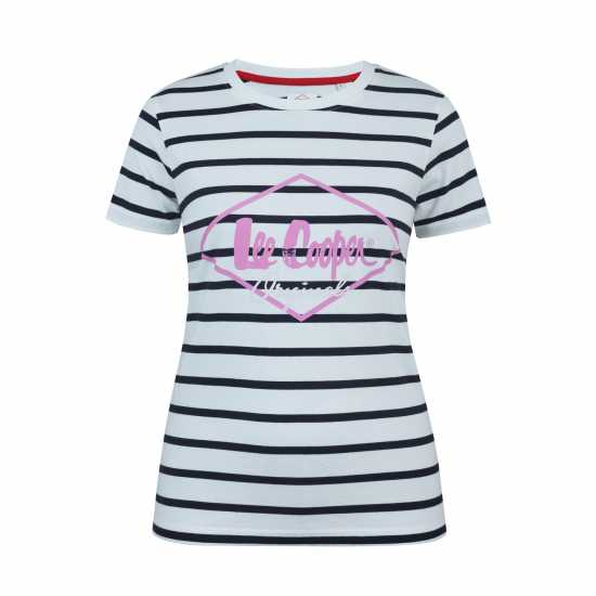 Дамски тениски и фланелки Lee Cooper Дамска Тениска Cooper Diamond T Shirt Ladies Полоска Lee Cooper Дамска Тениска Cooper Diamond T Shirt Ladies Полоска Дамски тениски и фланелки