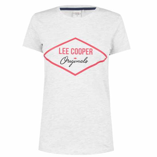 Lee Cooper Дамска Тениска Cooper Diamond T Shirt Ladies Сив марл Дамски тениски и фланелки