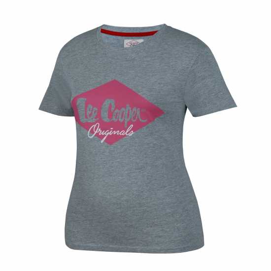 Lee Cooper Дамска Тениска Cooper Diamond T Shirt Ladies Сив марл Дамски тениски и фланелки