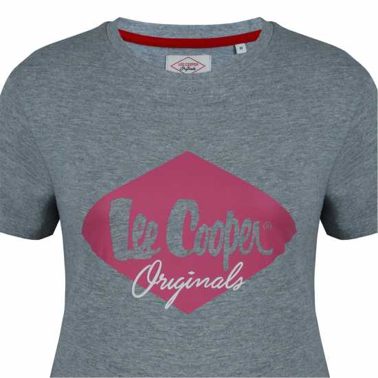 Lee Cooper Дамска Тениска Cooper Diamond T Shirt Ladies Сив марл Дамски тениски и фланелки