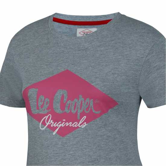 Lee Cooper Дамска Тениска Cooper Diamond T Shirt Ladies Сив марл Дамски тениски и фланелки