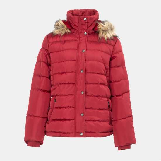 I Saw It First Women's Isif Detachable Hood Fur Trim Sherpa Lined Parka Бордово 