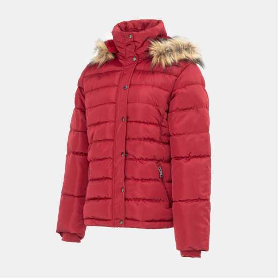 I Saw It First Women's Isif Detachable Hood Fur Trim Sherpa Lined Parka Бордово 