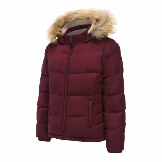 Soulcal Дамско Яке 2 Zip Bubble Jacket Womens Бордово Soulcal Дамско Яке 2 Zip Bubble Jacket Womens Бордово