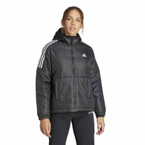 Adidas Дамско Яке С Качулка 3 Stripe Essential Hooded Jacket Womens  Дамски якета и палта