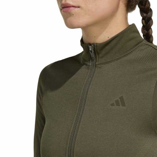 Adidas Women's Workout Essentials Climacool Full Zip Long Sleeve Performance Training Jacket Khaki Adidas Women's Workout Essentials Climacool Full Zip Long Sleeve Performance Training Jacket Khaki
