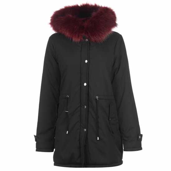 Golddigga Дамско Палто Faux Fur Parka Coat Ladies Black Дамски якета и палта