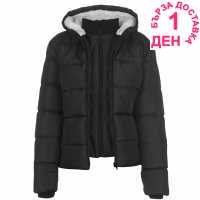 Lee Cooper Дамско Пухено Яке 2 Zip Bubble Coat Ladies