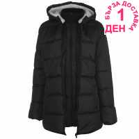 Lee Cooper Подплатено Дамско Яке Long Padded Jacket Ladies Black Дамски грейки