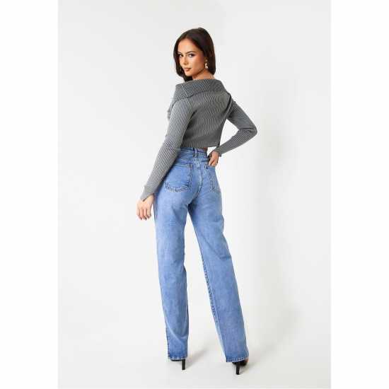 Missy Empire Folded Zip Through Top  Дамски тениски с яка